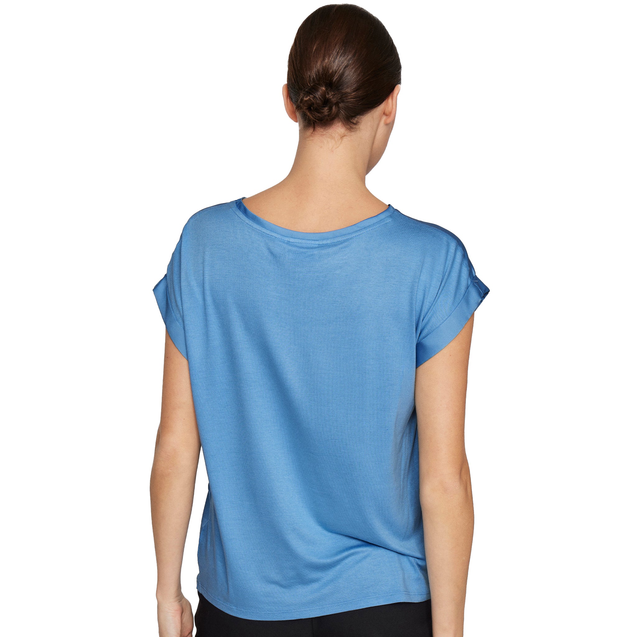 Womens Vila Blissful Blue Viellette Satin S/s Top