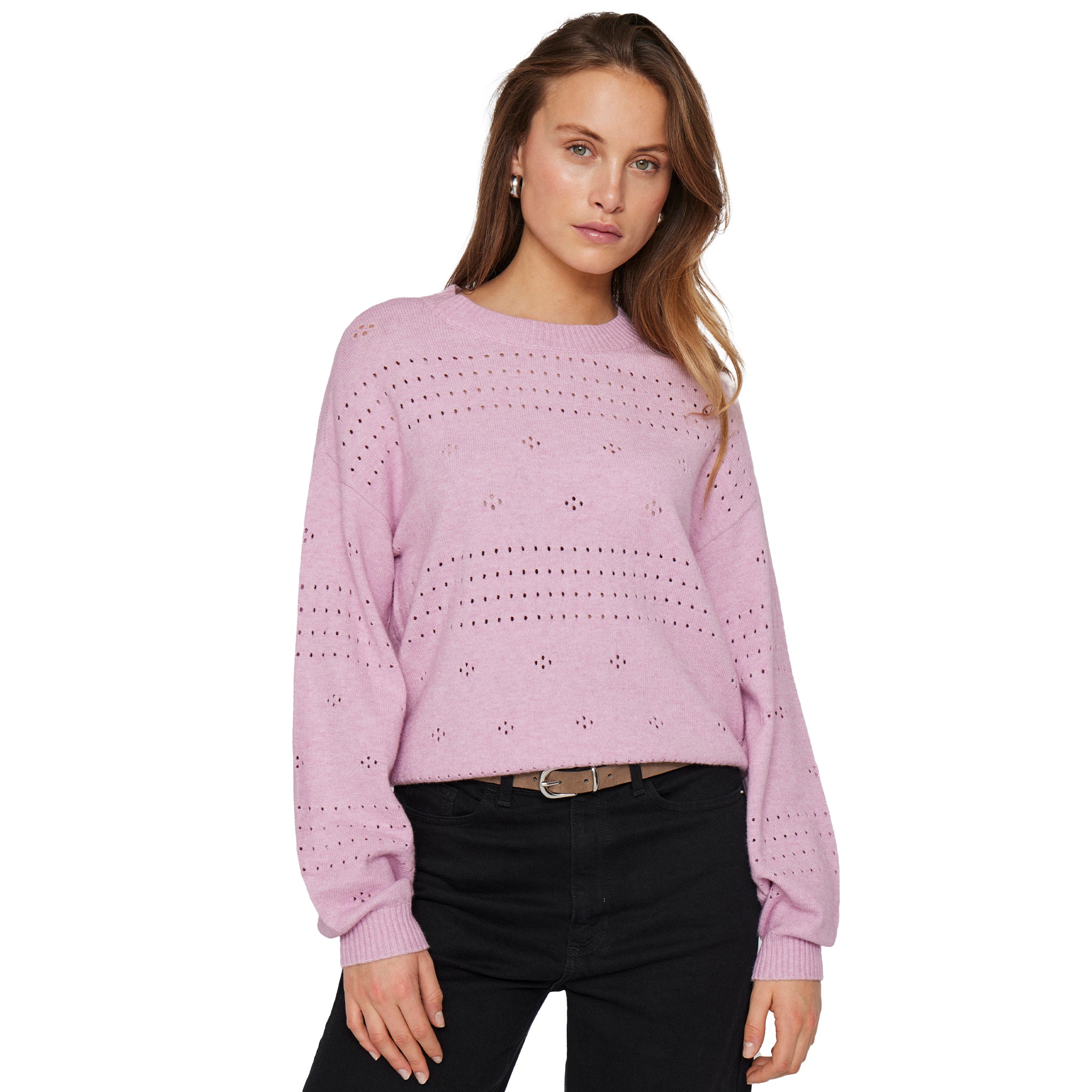 Womens Vila Winsome Orchid Viril Pointelle Knit Jumper