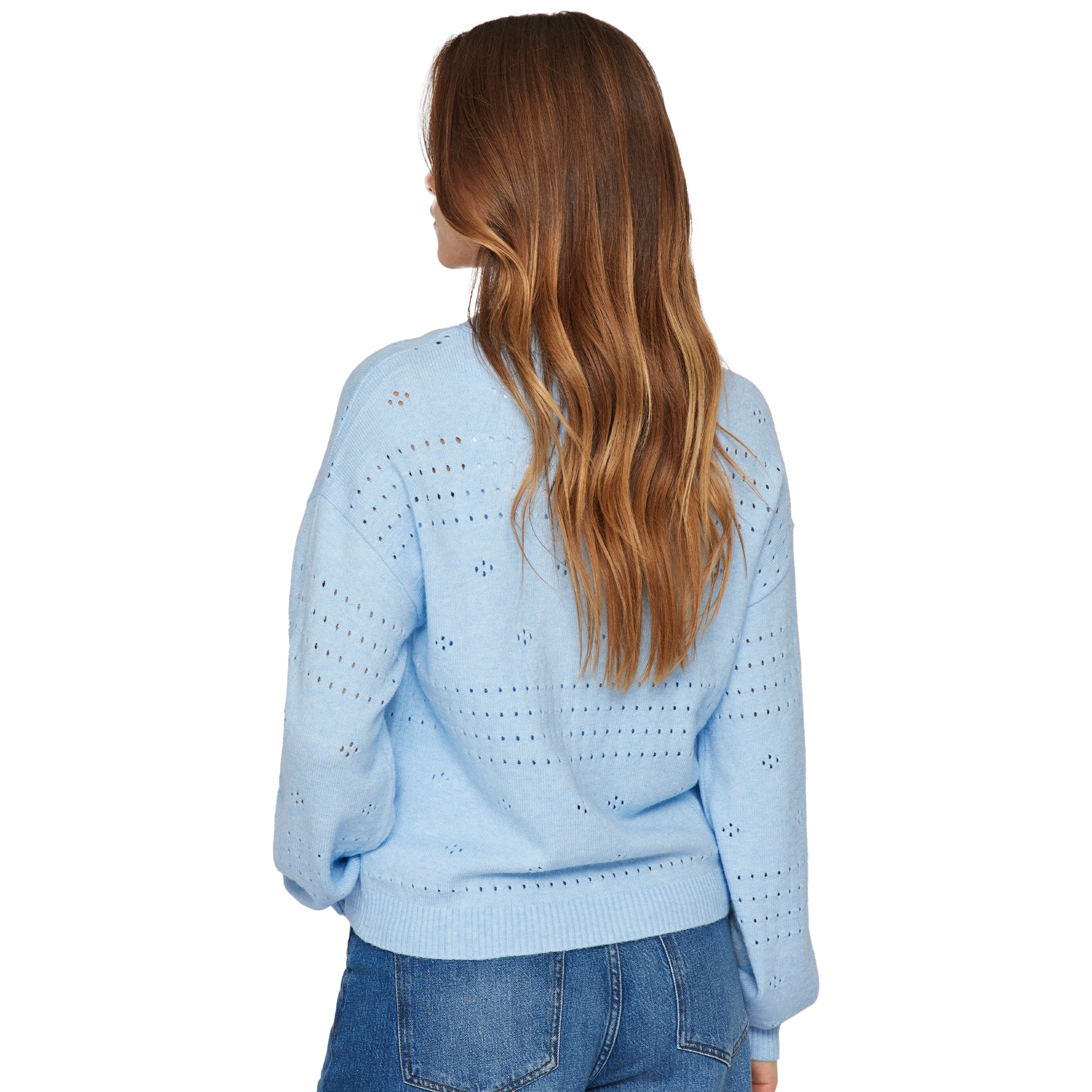 Womens Vila Kentucky Blue Viril Pointelle Knit Cardigan