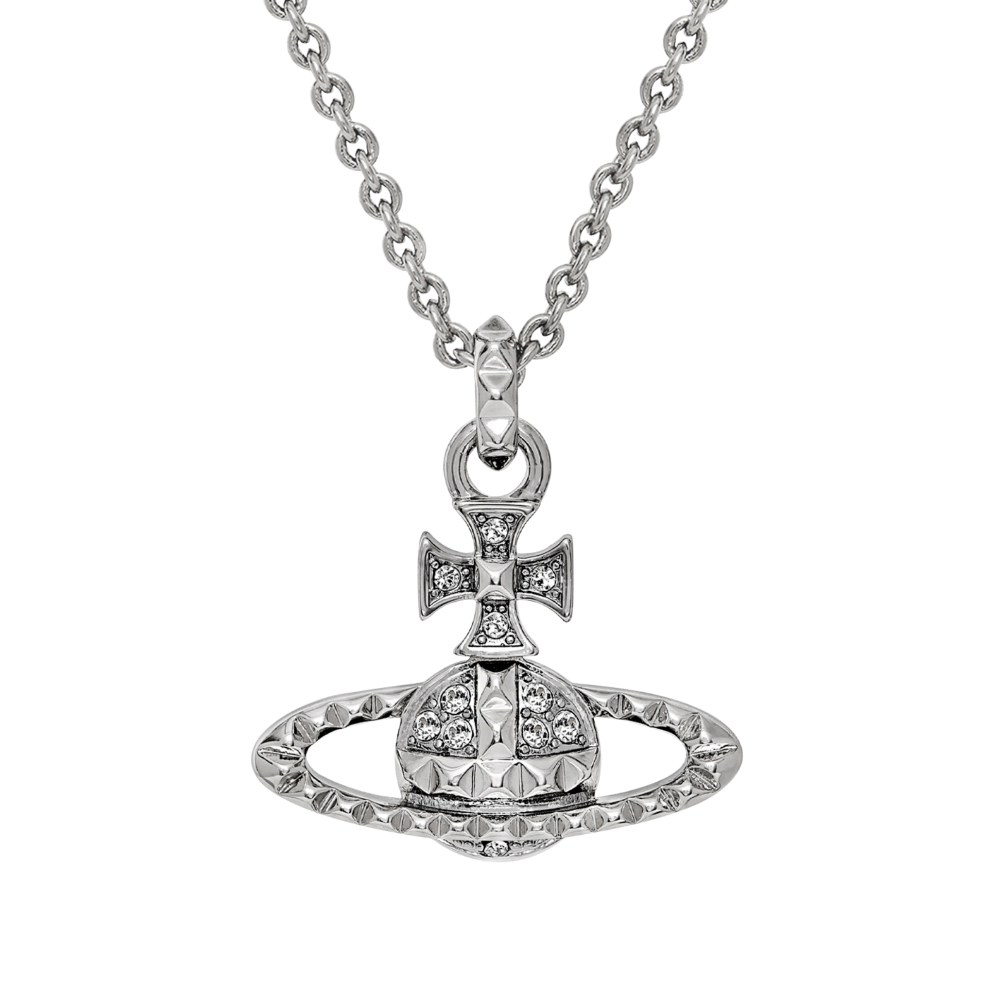 Vivienne Westwood Rhodium/Crystal Mayfair Bas Relief Pendant Necklace