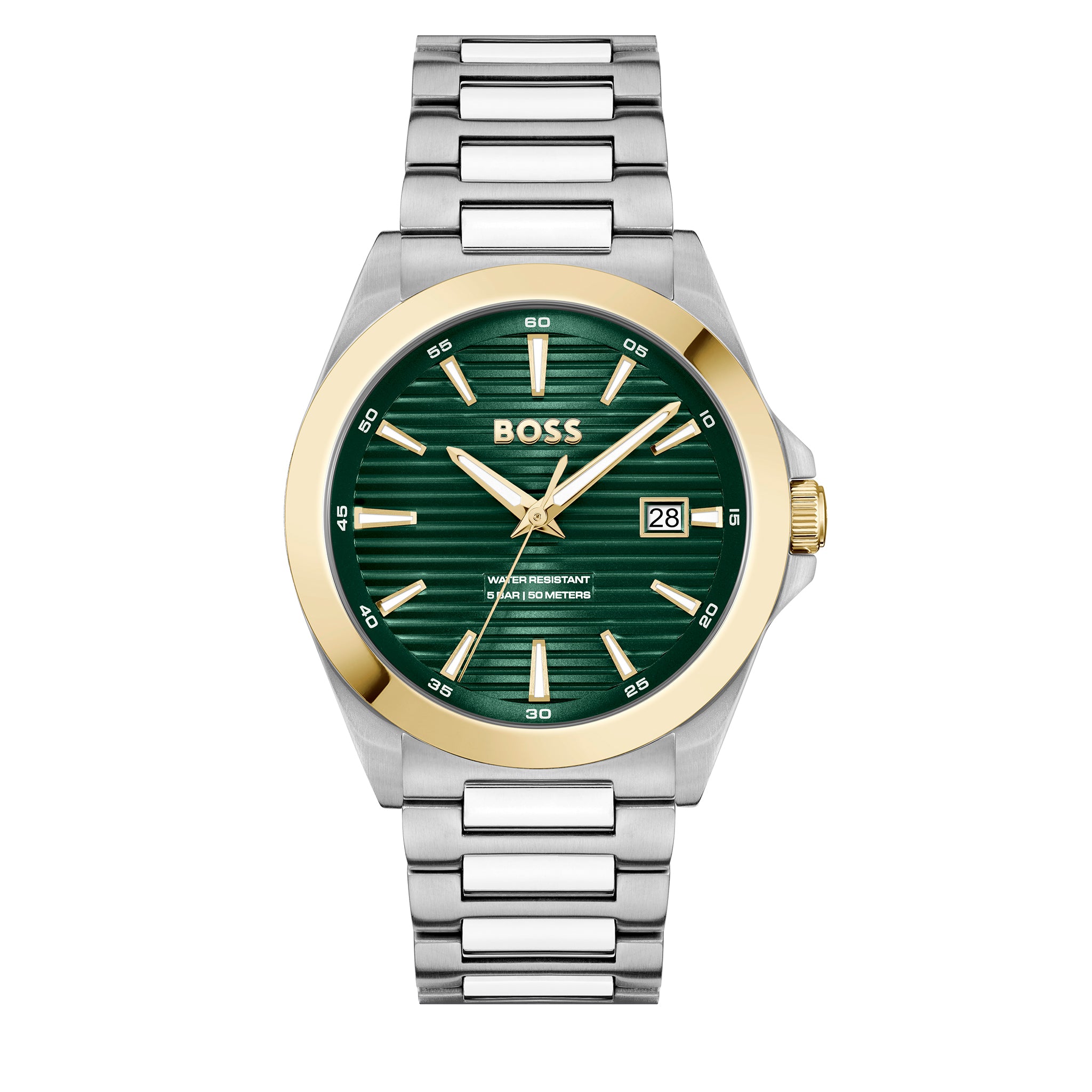 Mens BOSS Silver/Gold/Olive Strike Watch Gift Set