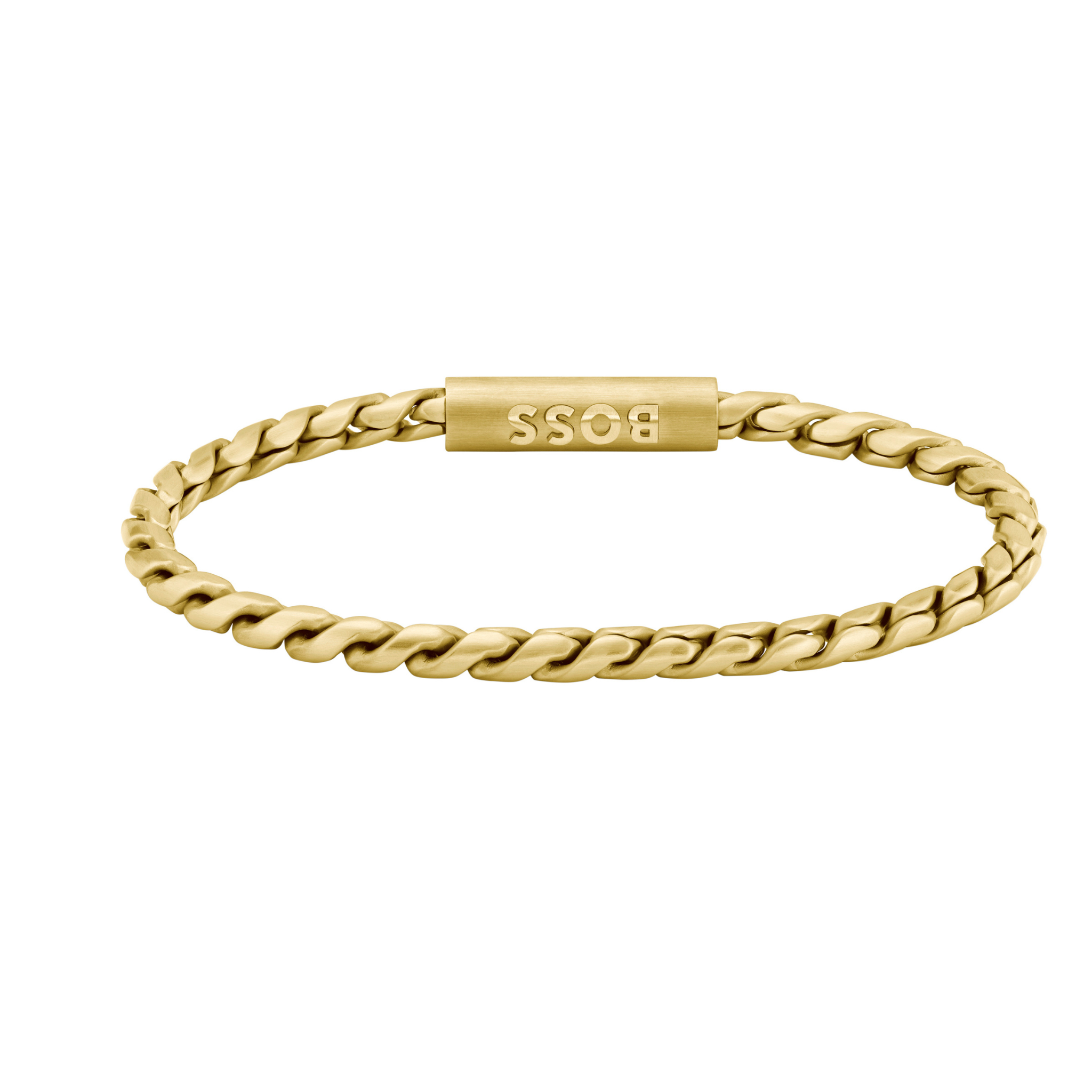 Mens BOSS Gold Doran Braided Metal Bracelet