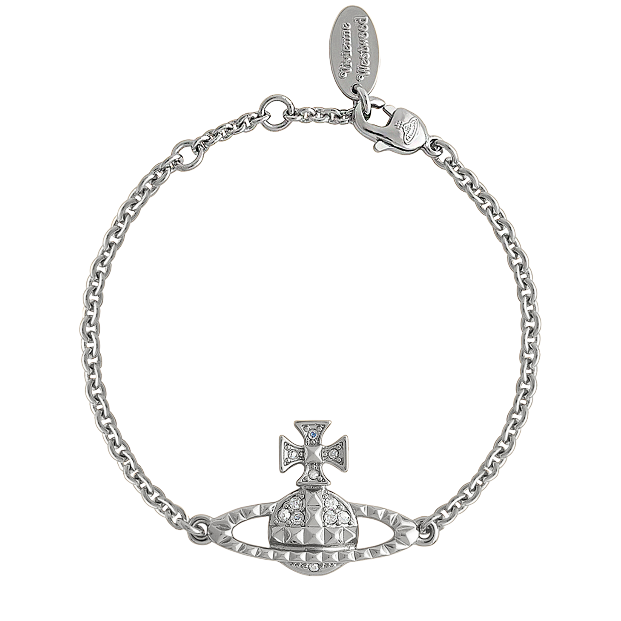 Vivienne Westwood Rhodium/Crystal Mayfair Bas Relief Bracelet