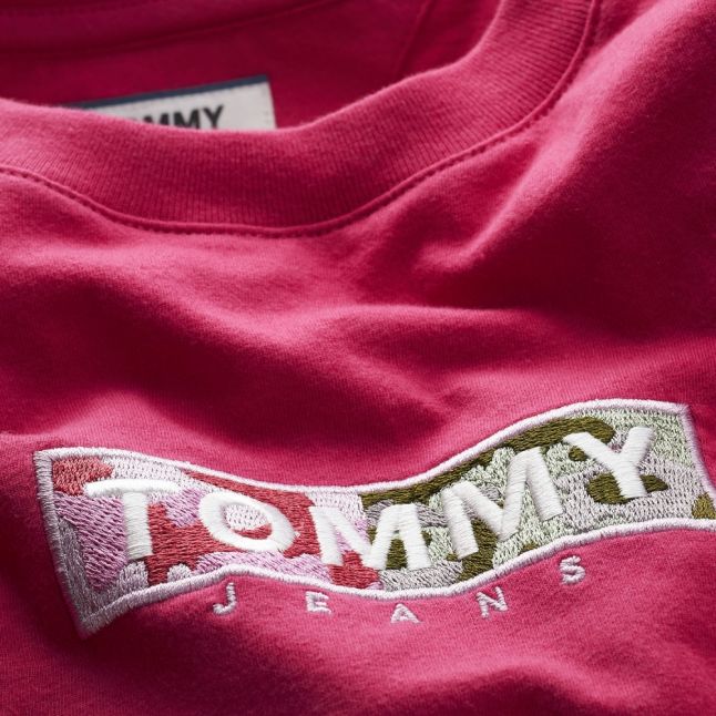 Womens Blush Red Camo Box Logo S/s T Shirt