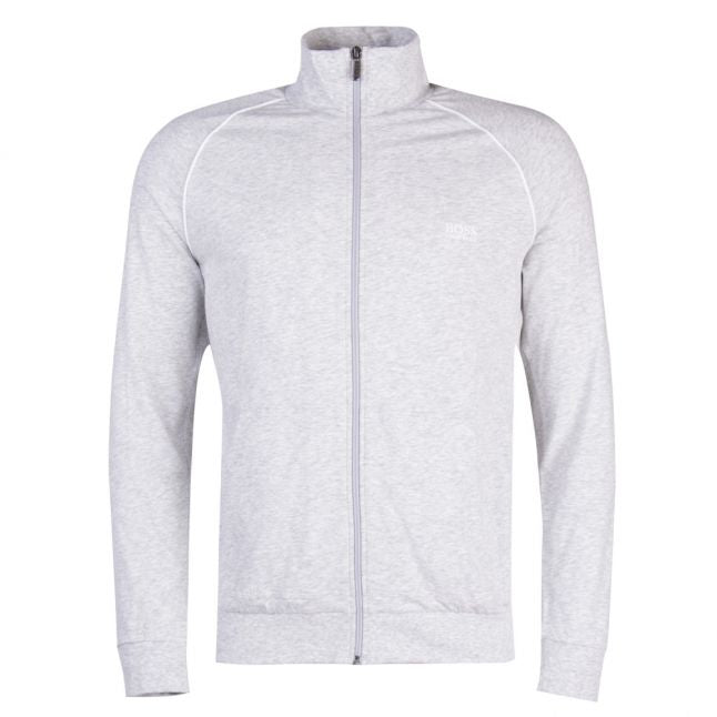 Mens Light Grey Funnel Neck Trim Sweat Jacket