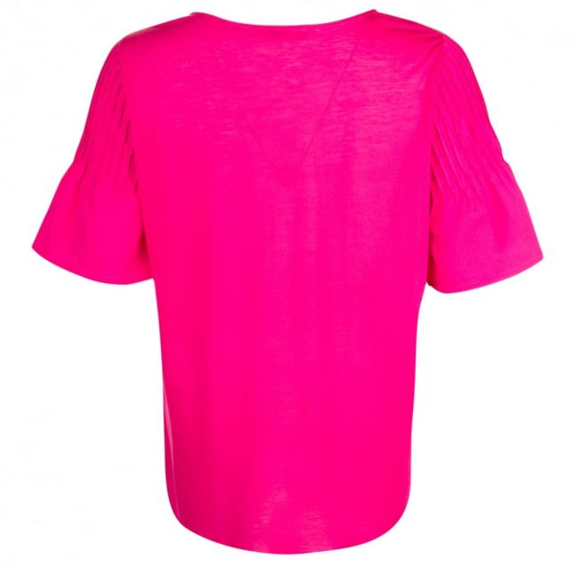 Womens Magenta Haze Classic Crepe Light Fluted Sleeve Top