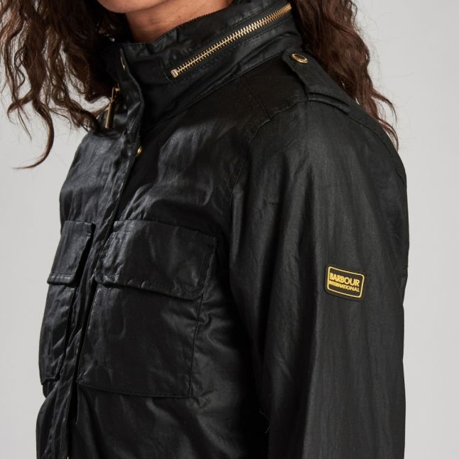 Womens Black Baton Waxed Jacket