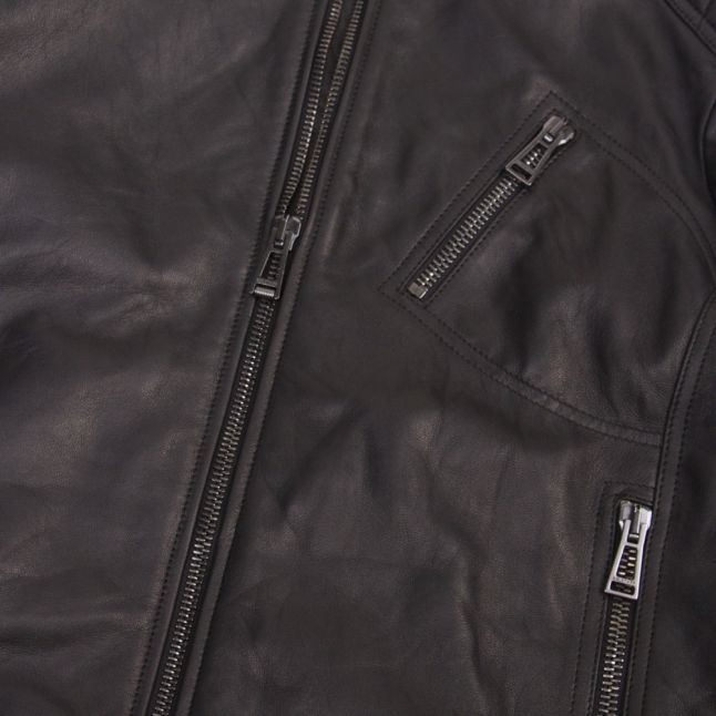 Mens Black V Racer Leather Jacket