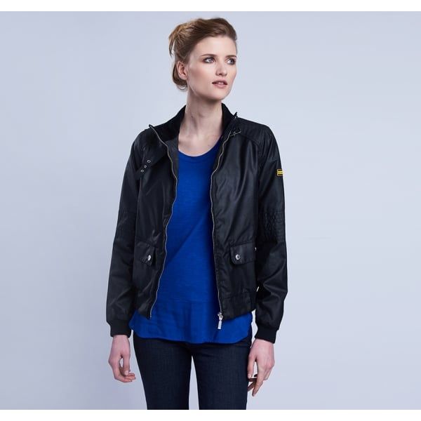 Womens Black Tain Waxed Jacket