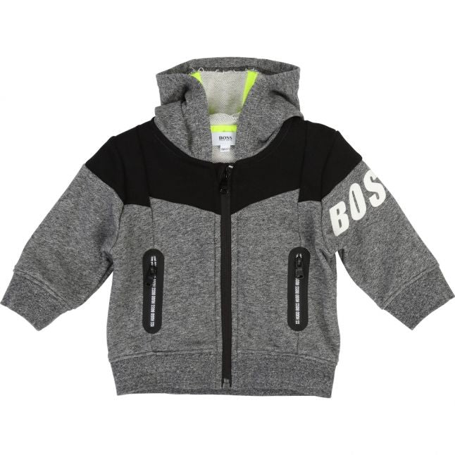 Toddler Grey/Black Logo Arm Hood Zip Sweat Top