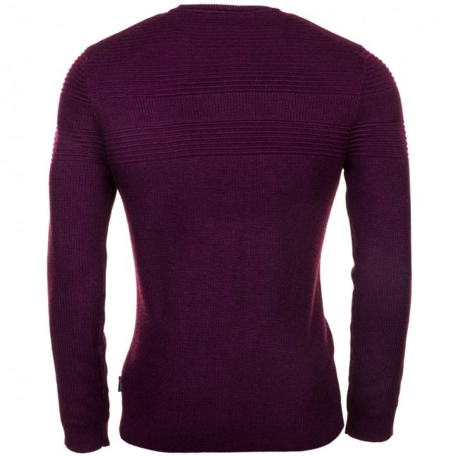 Mens Purple Rossi Mixed Stitch Knitted Jumper