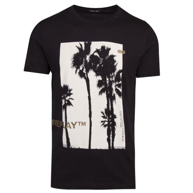 Mens Black Palm Tree S/s T Shirt