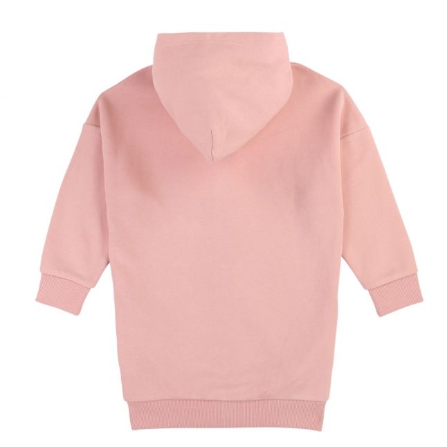 Girls Pink Long Logo Hooded Zip Sweat Top