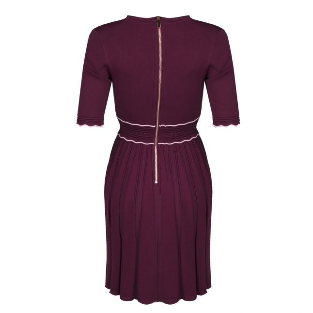 Womens Deep Purple Dorlean Knitted Skater Dress