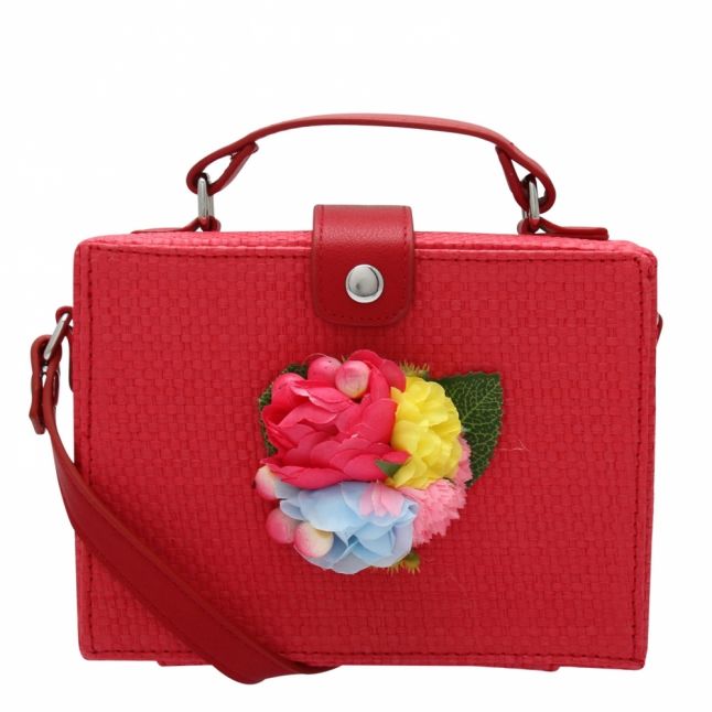 Girls Strawberry Flower Woven Crossbody Bag