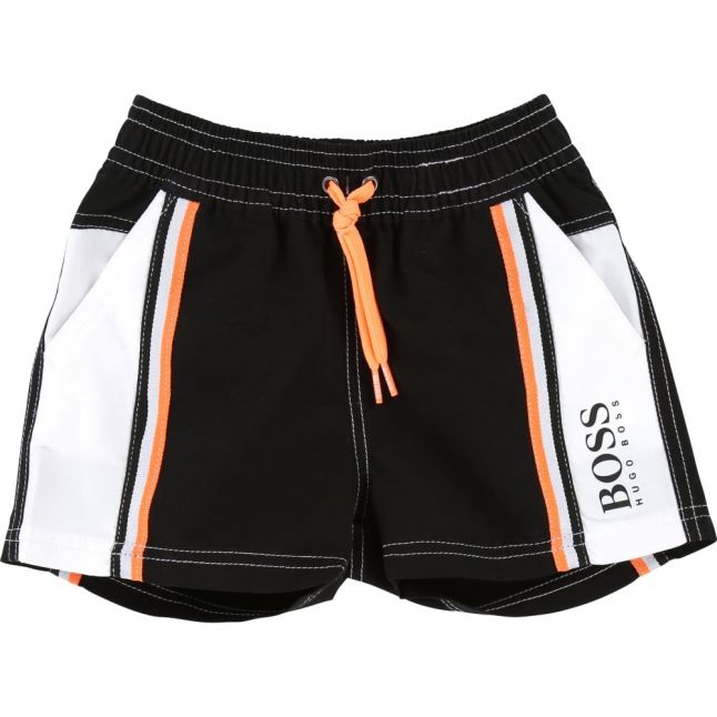 Boys Black Stripe Swim Shorts