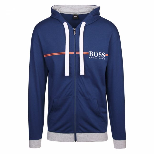 Mens Blue Authentic Logo Hooded Zip Sweat Jacket