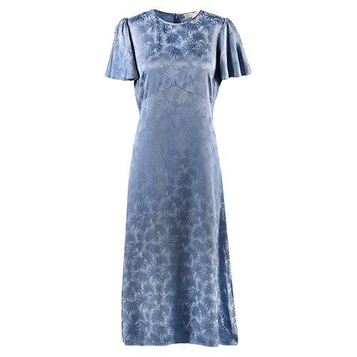 Womens Chambray Palm Jacquard Midi Dress