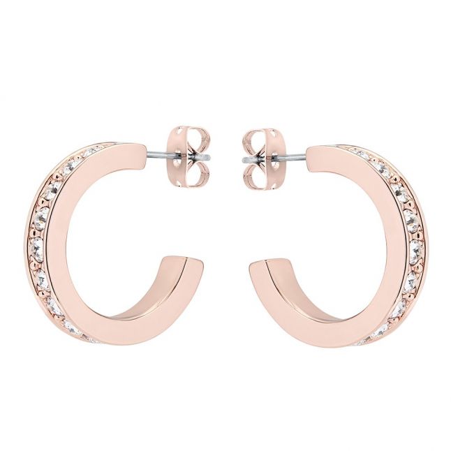 Womens Rose Gold/Crystal Seanna Crystal Small Hoop Earrings