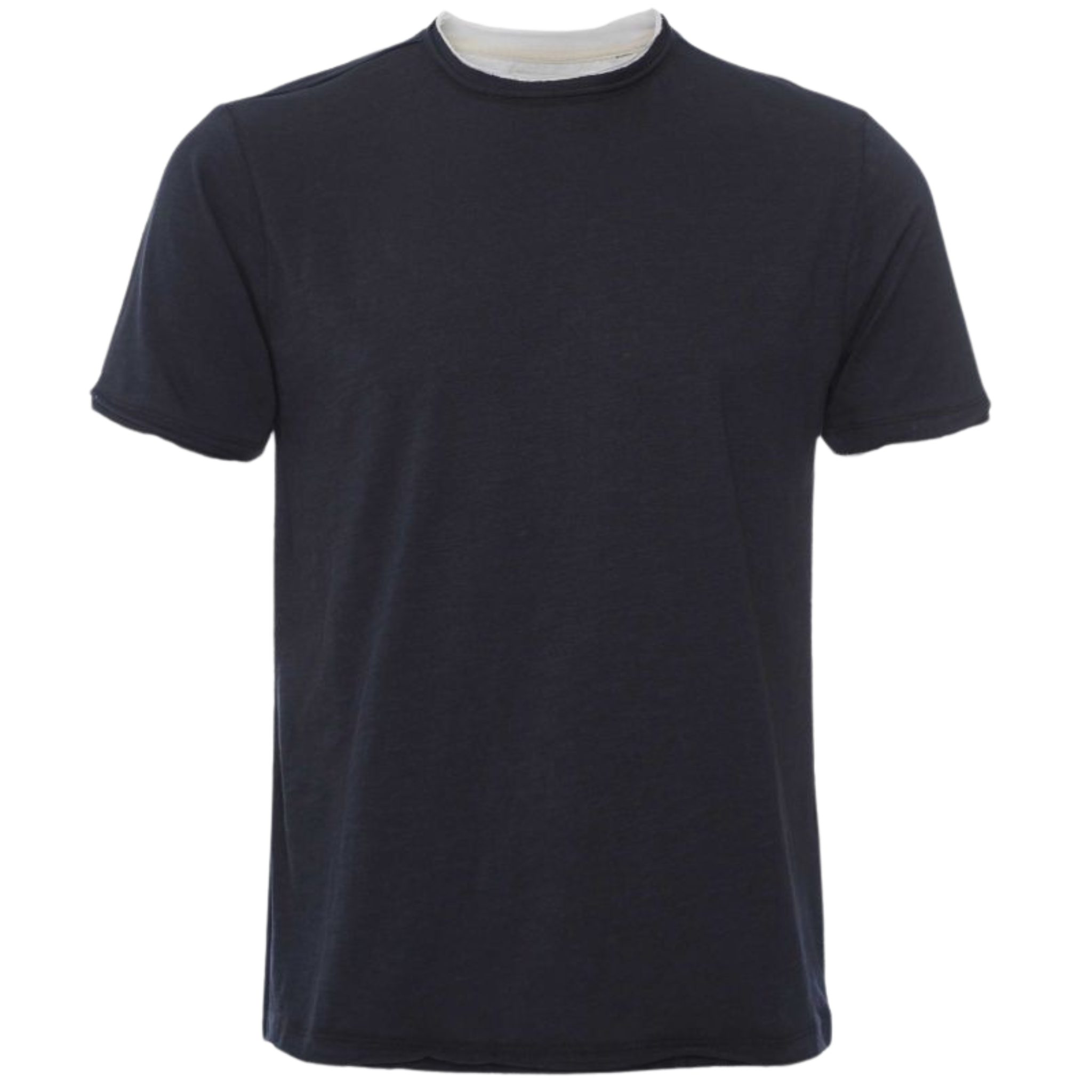 Mens SEINSE Navy/White Double Collar Neck S/s T Shirt