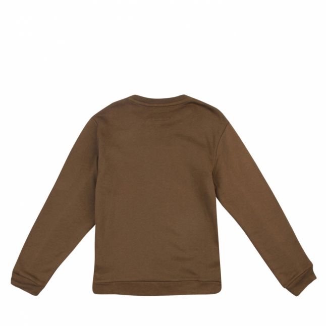 Boys Khaki Logo Trim Crew Sweat Top