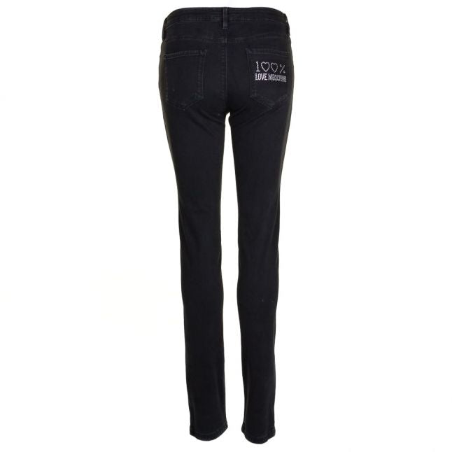 Womens Black 100% Pocket Skinny Fit Jeans