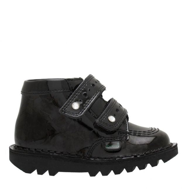 Infant Black Patent Kick Hi Heart Shoes (5-12)