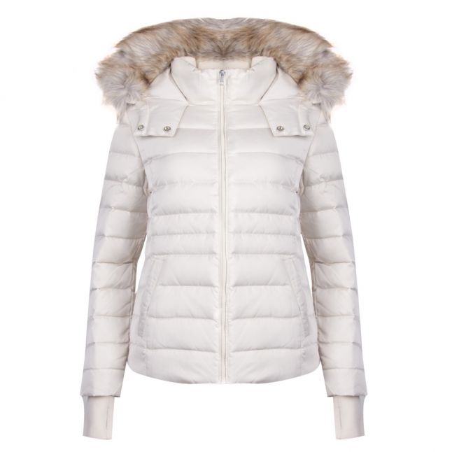 Womens Oatmeal Down Hooded Jacket