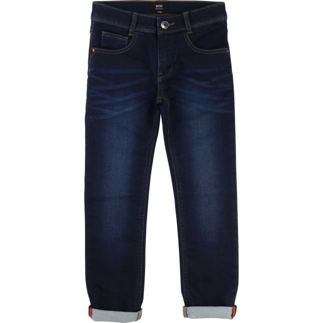 Boys Dark Blue Wash Slim Fit Jeans