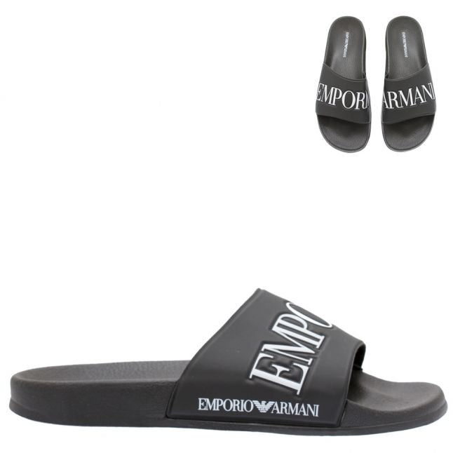 Mens Black Logo Slides