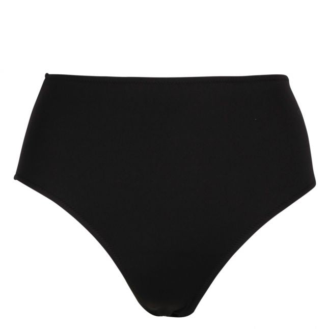 Womens Black Back Logo High Waist Bikini Briefs