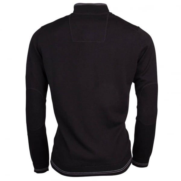 Mens Black Zome Zip Through Knitted Jumper