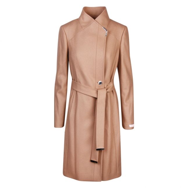 Womens Camel Ellegenc Long Wool Coat