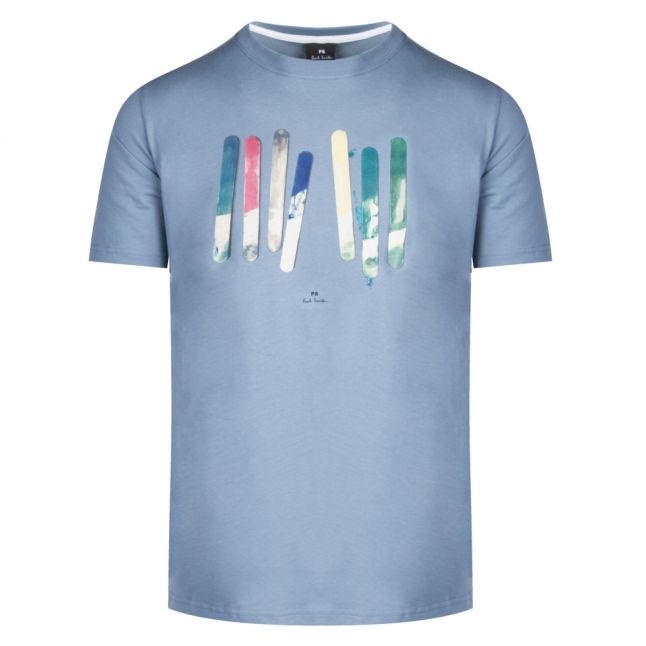 Mens Mid Blue Paint Sticks Regular Fit S/s T Shirt