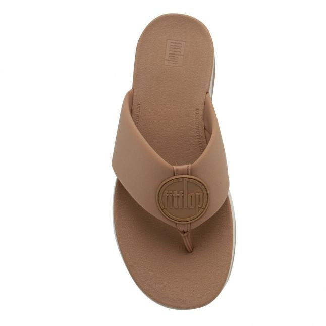 Womens Blush Sporty Logo Toe Post Sandals