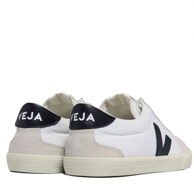 Mens White/Black Volley Canvas Trainers