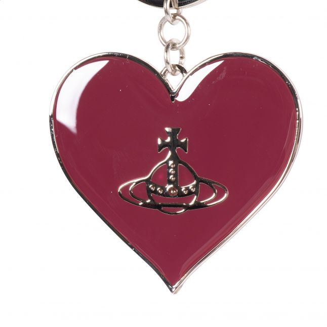 Womens Burgundy VW Mirror Heart Orb Keyring