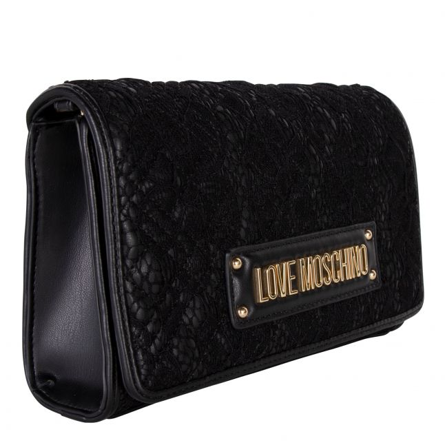 Womens Love Moschino Black Lace Quilt Crossbody Bag