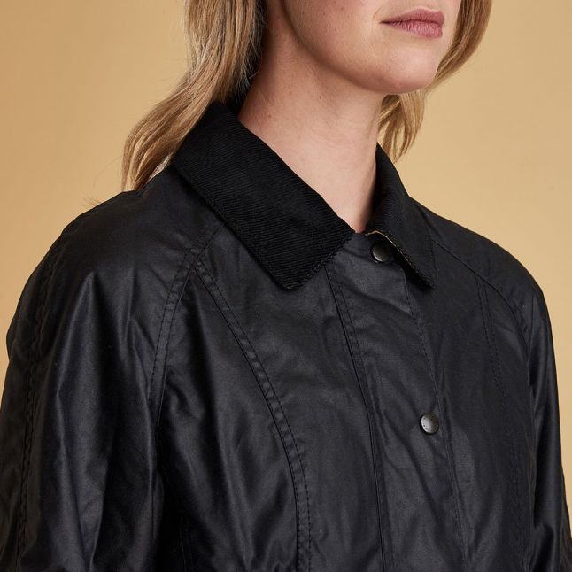 Womens Navy Beadnell Waxed Jacket