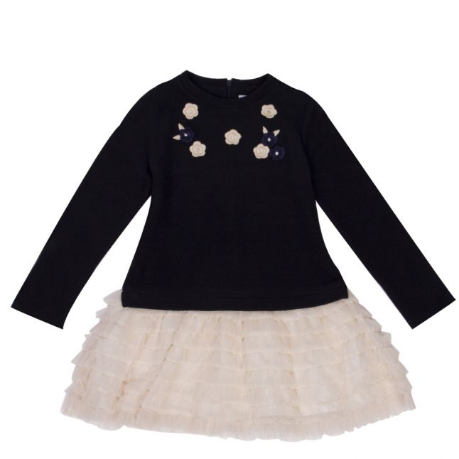 Girls Navy Voile Skirt Dress