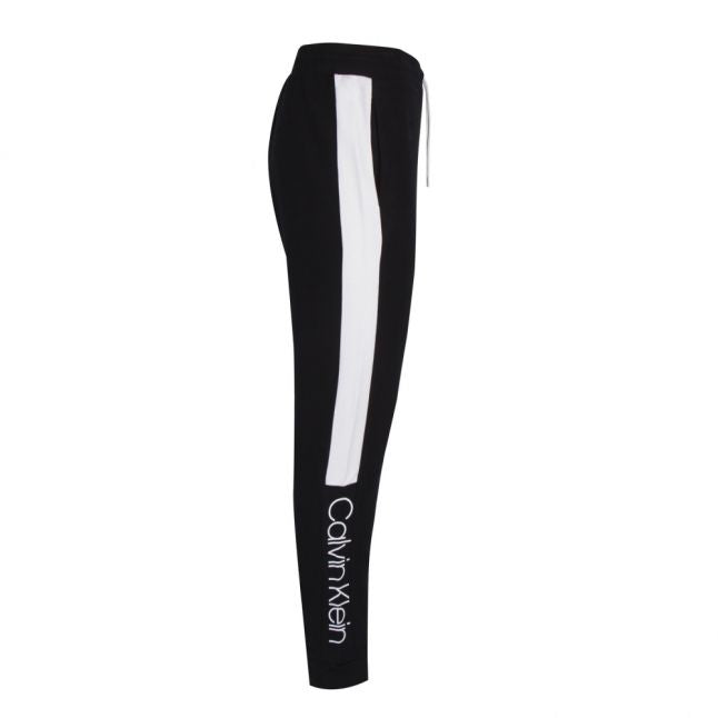 Mens Black Logo Stripe Sweat Pants