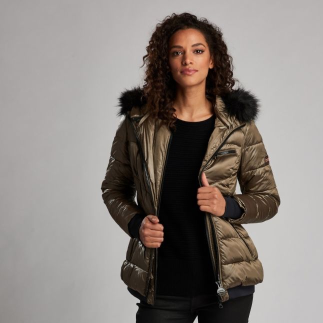 Womens Bronze Premium Strike Hooded Quilted Jacket