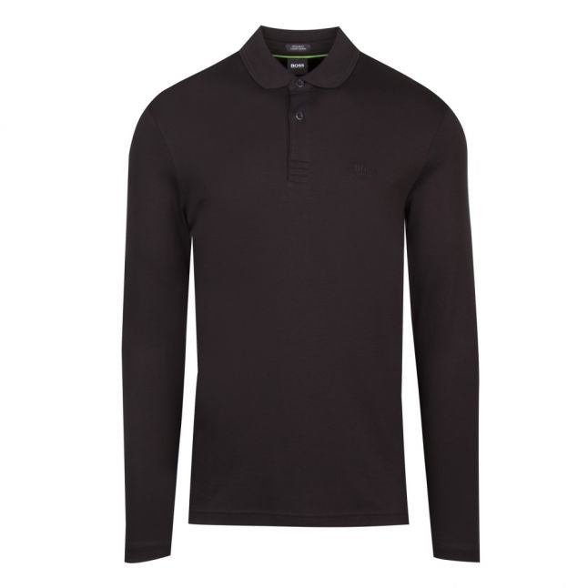 Athleisure Mens Black Pirol Regular Fit L/s Polo Shirt