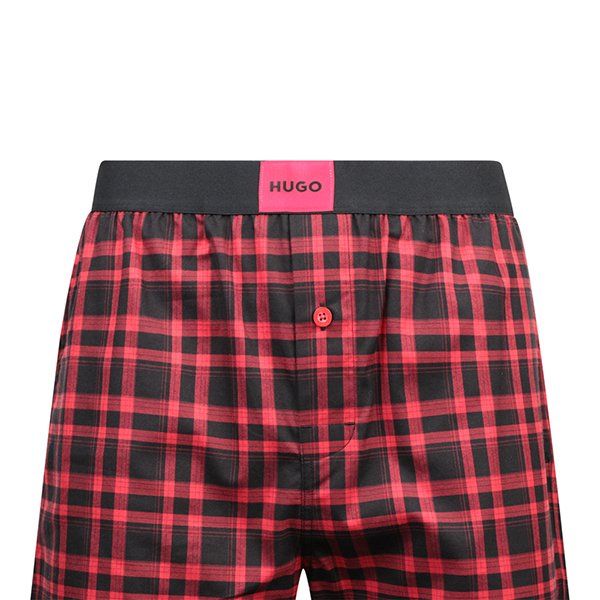 Mens HUGO Open Pink Flannel L/s Lounge Set