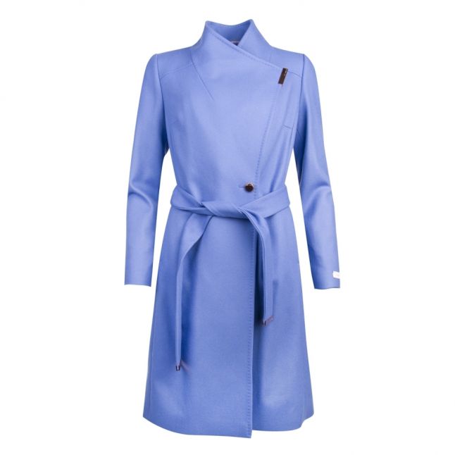 Womens Mid Blue Sandra Long Wool Coat