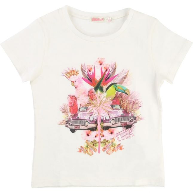 Girls White Cuba Printed S/s Tee Shirt