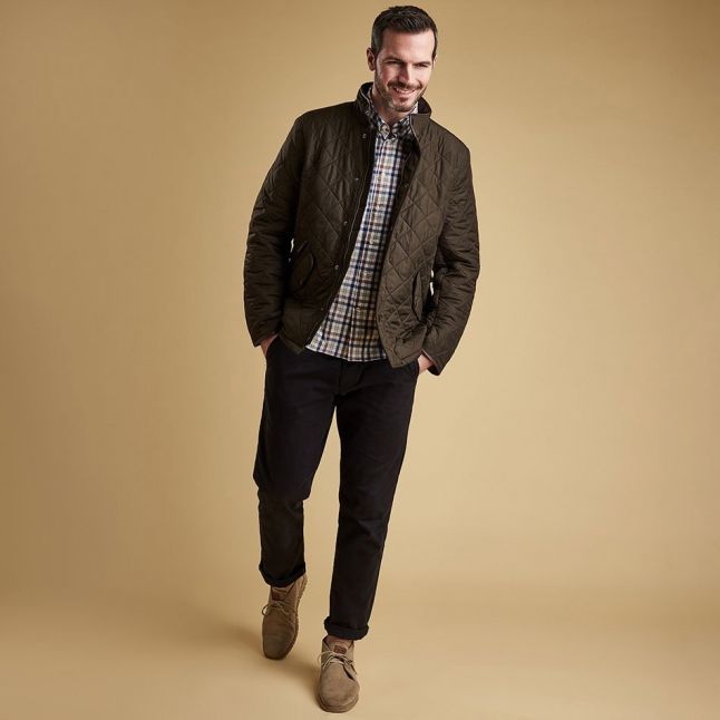 Mens Olive Powell Quilted Jacket