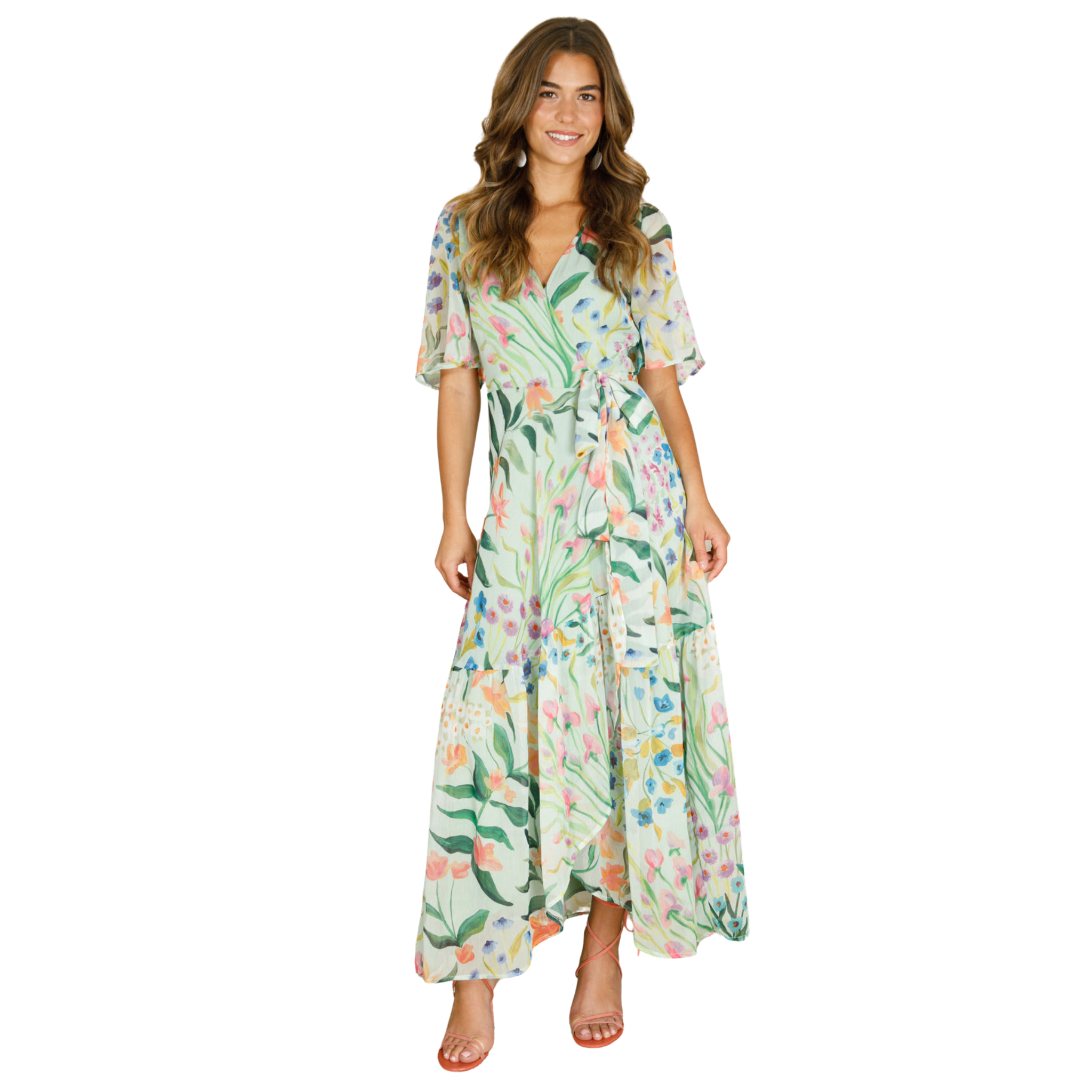 Womens Hope & Ivy Green The Bonnie Wrap Dress