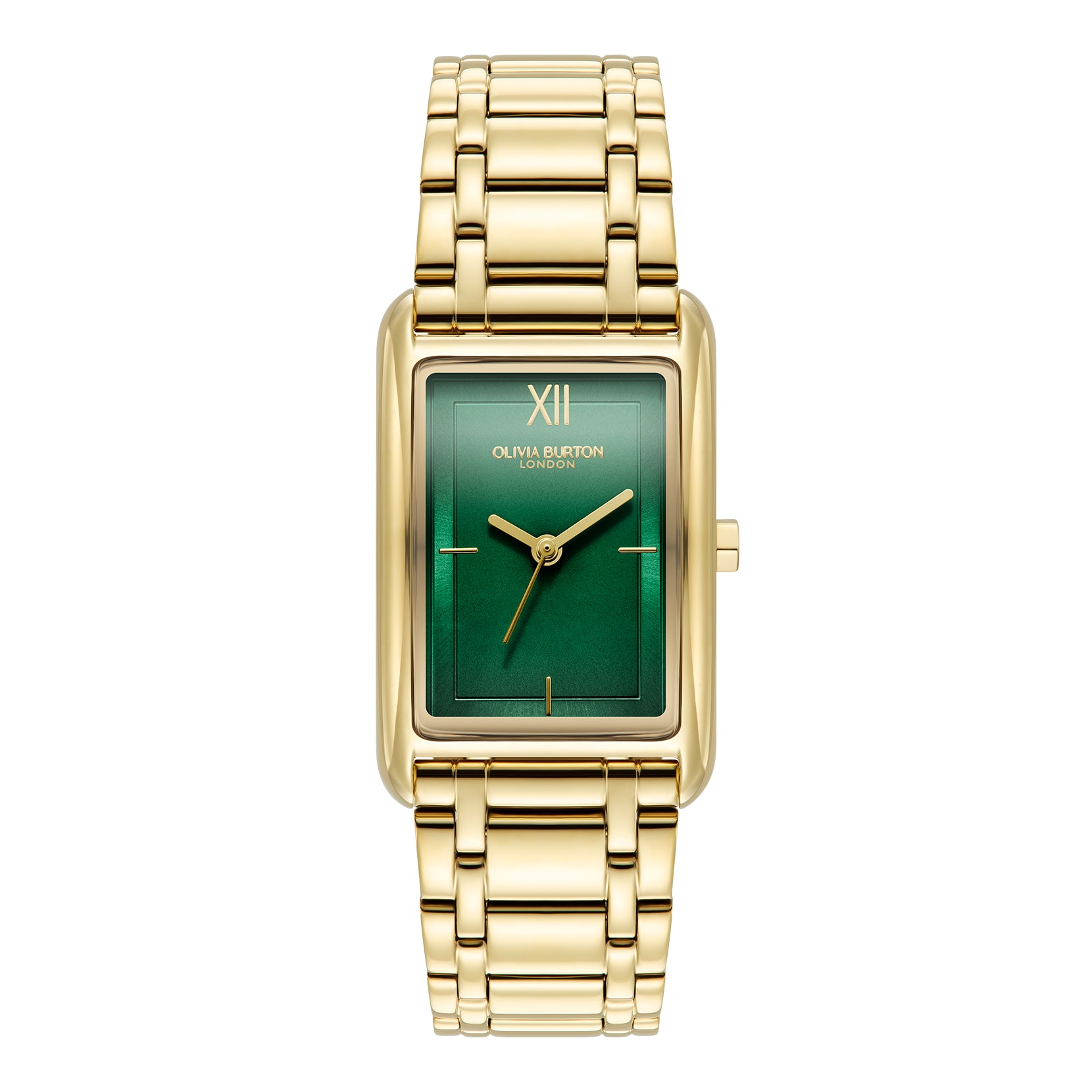 Womens Gold/ Forest Green Grove Tank Bracelet Watch