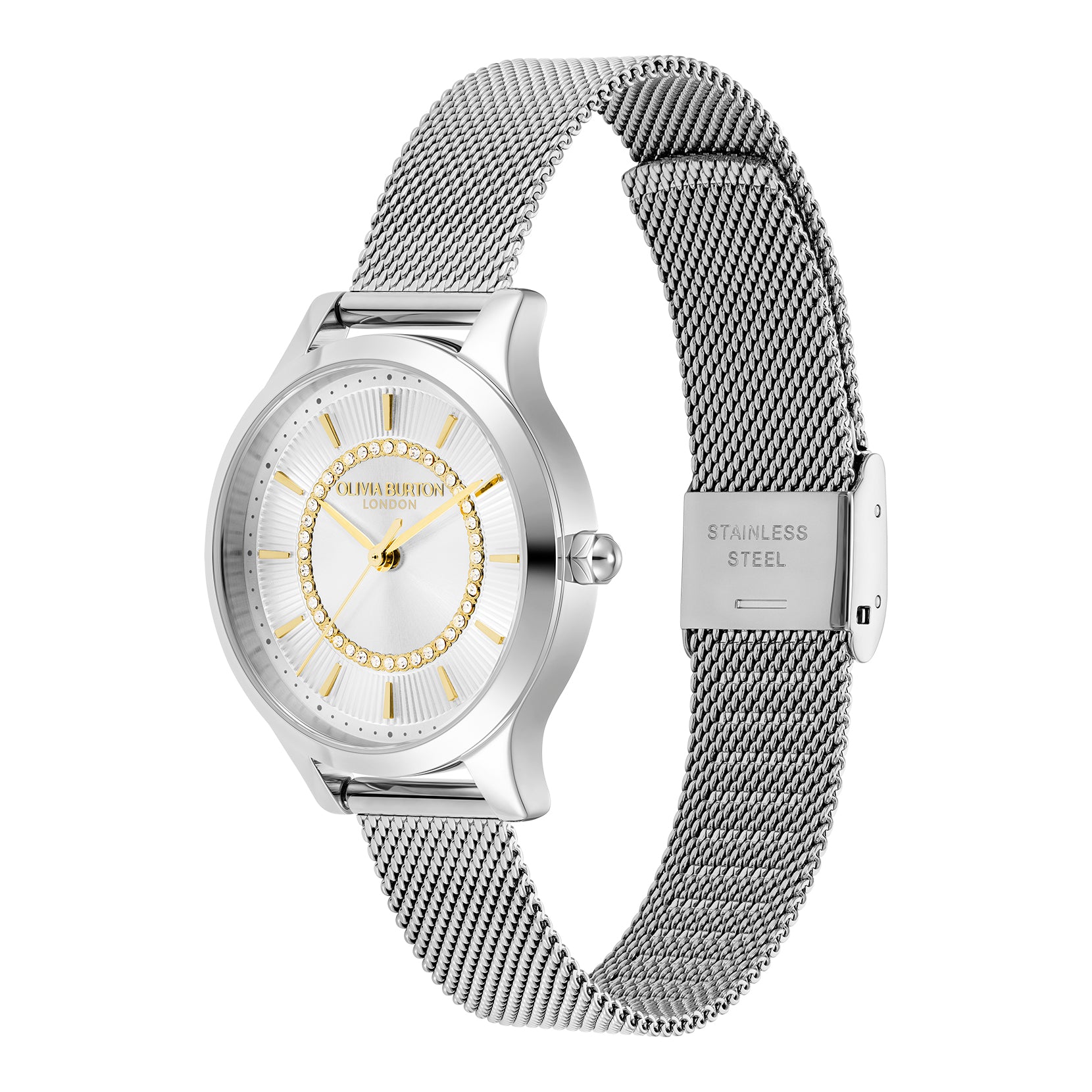 Womens	Olivia Burton	Silver/Gold Wonderlust Mesh Watch